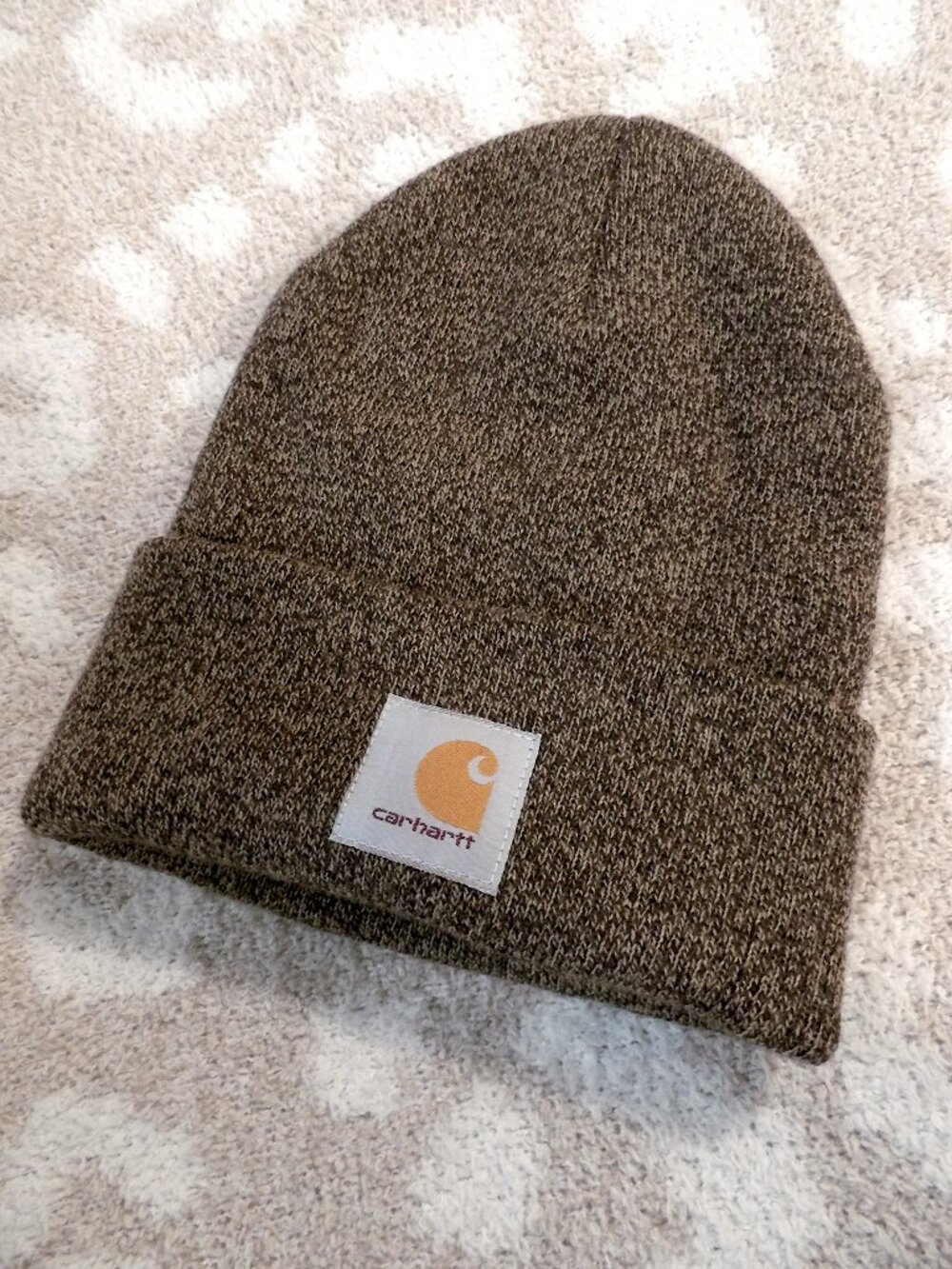 Carhartt Knit Cuffed Beanie Style A18 | Dark Brown & Sandstone